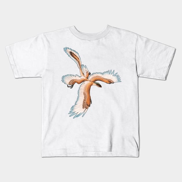 Microraptor Gui (Brown) Kids T-Shirt by Radiantglyph